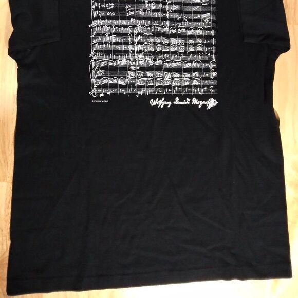 Vintage 90s Wolfgang Mozart Sheet Music Memetto T-Shirt - Picture 2 of 9